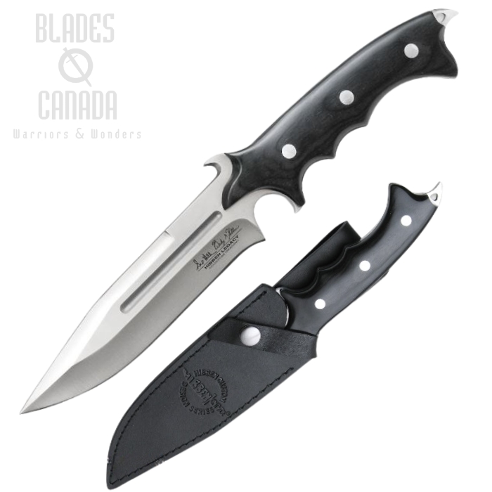 Gil Hibben Legacy Combat Fighter Fixed Blade Knife, Micarta Black, Leather Sheath, GH5027